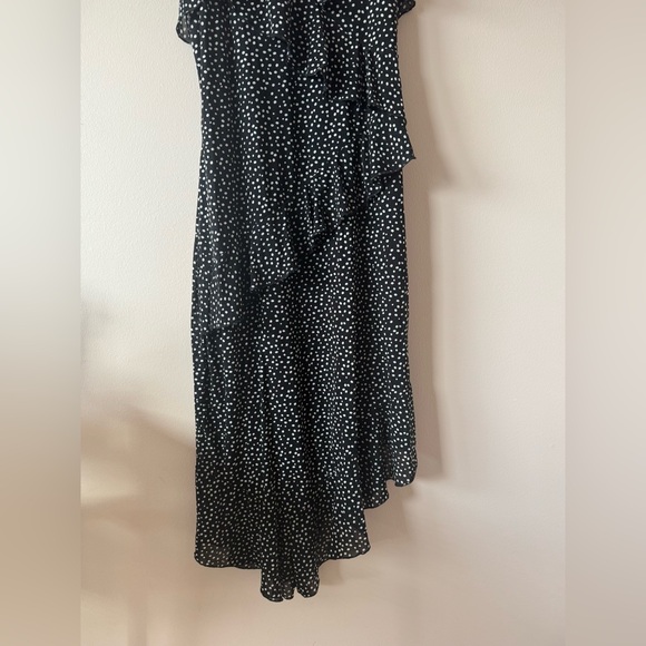 Ember Black Polka Dot Asymmetrical Layered Dress Size L - Picture 3 of 5